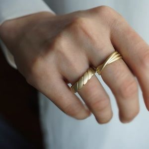Gold Plated Matte Twist Ribbon Ring